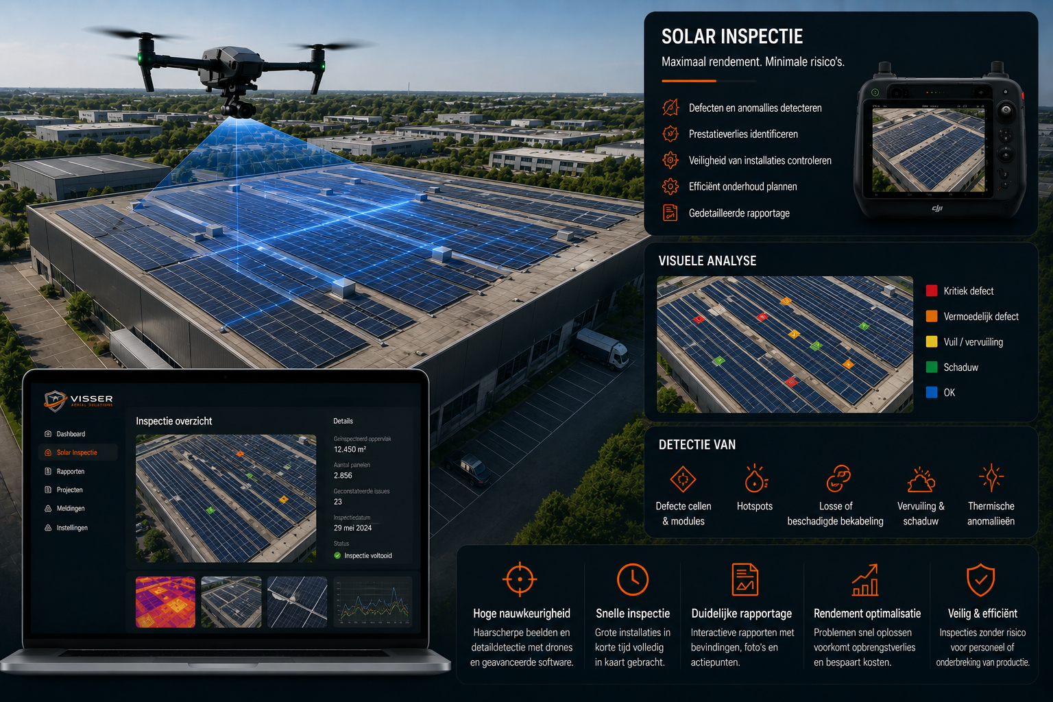 Drone solar inspectie met thermische analyse